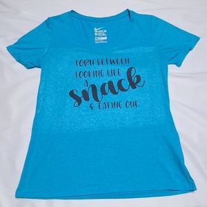 Nike Womens medium athletic dri fit blue custom shirt